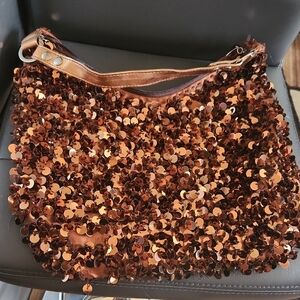 Sequin Embellished Brown Bag
